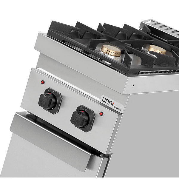 Cuisinière professionnelle à gaz 2 feux avec placard Unninox G70C10K