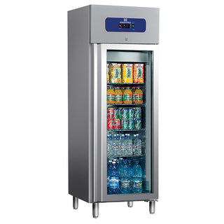 Réfrigérateur 400 litres en inox avec porte en verre, 460x485 mm, -2°/+8°C  BMA0013/FG