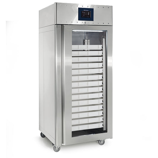 Réfrigérateur 850 litres en inox pour pâtisserie avec porte en verre, 56x 600x400 mm, -2°/+8°C BMA0083G