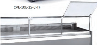 2.5 m - Vitrine modulaire série 10 verre relevable Droite , avec  réserve CVE-10E-25-RC-TF