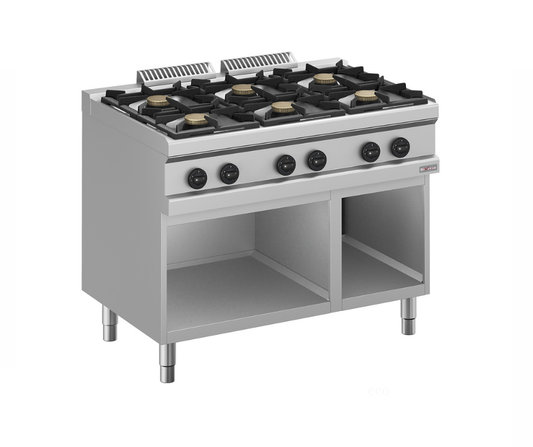 Fourneau gaz 6 feux vifs, sur armoire ouverte WR-G6BA-A2