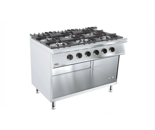 Cuisiniere a gaz professionnelle 6 bruleurs sur coffre sans porte 1200x700 7178.0410