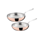 Duo de Poêles Cuivre Professionnelles – Triple Paroi Inox/Alu – Induction – Ø200 & Ø280 mm – Série Vogue Premium