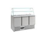 Saladette réfrigérée 3 portes pour bac gn 1/1 avec verre bombé tropicalisé