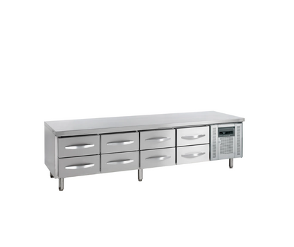 Soubassement Réfrigéré Professionnel GN1/1 UC5480 - 8 Tiroirs, 350L, Inox
