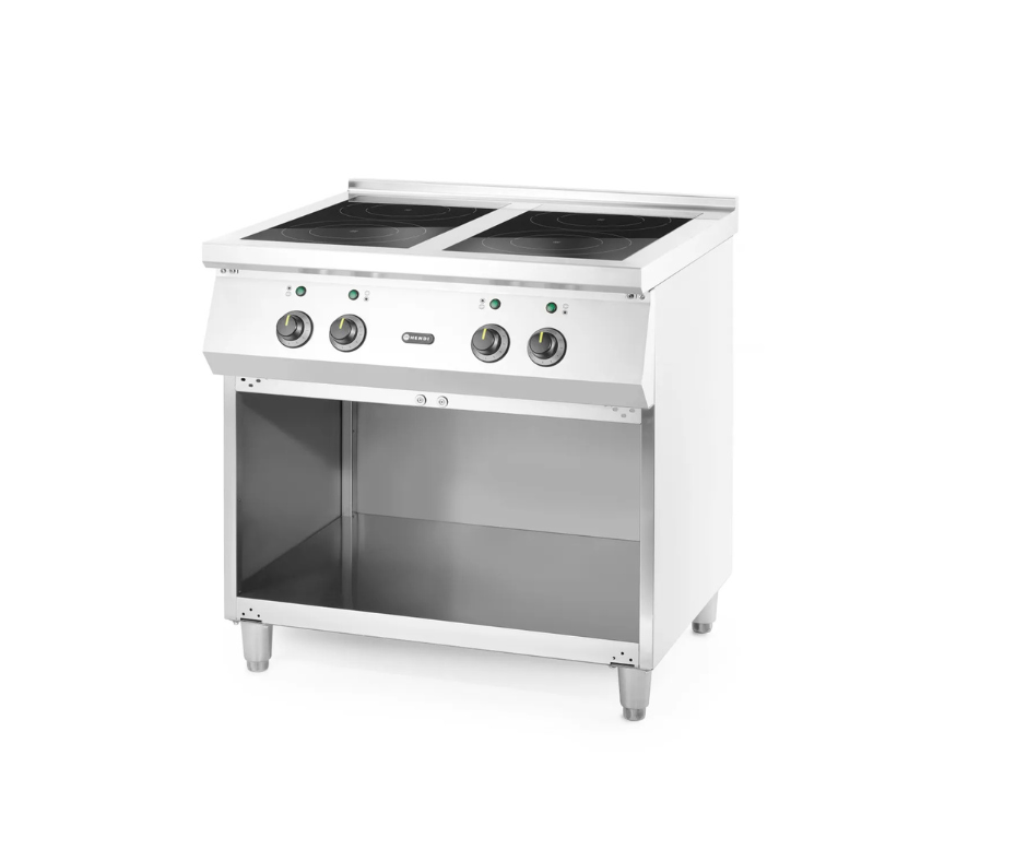 Cuisinière à Induction Professionnelle HENDI 4 Foyers - 17 kW, Inox & Verre Trempé