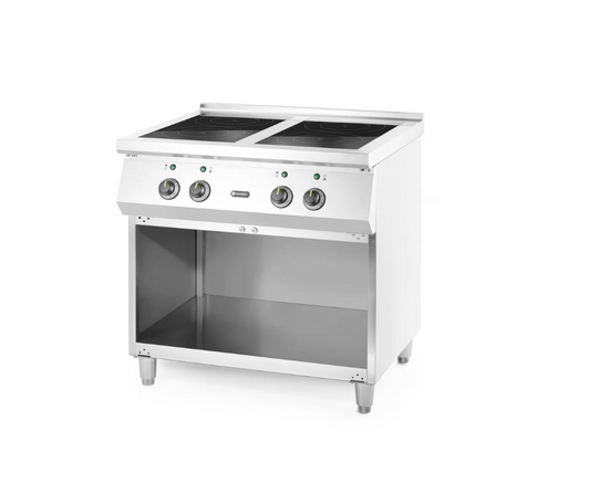 Cuisinière à Induction Professionnelle HENDI 4 Foyers - 17 kW, Inox & Verre Trempé