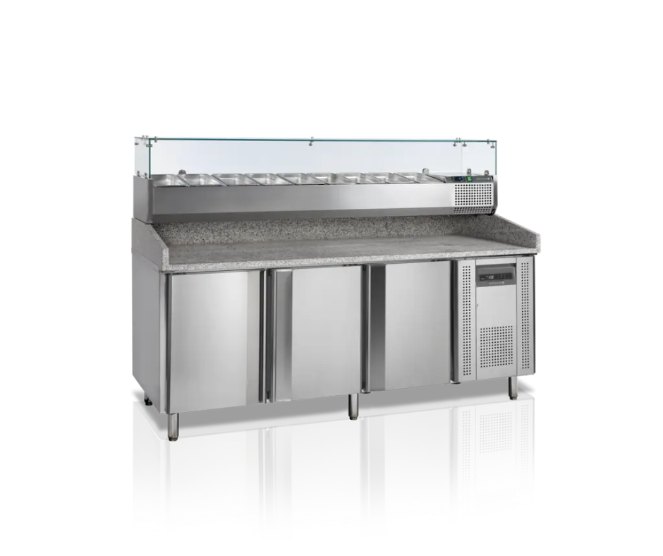 Table à pizza avec module pour garniture