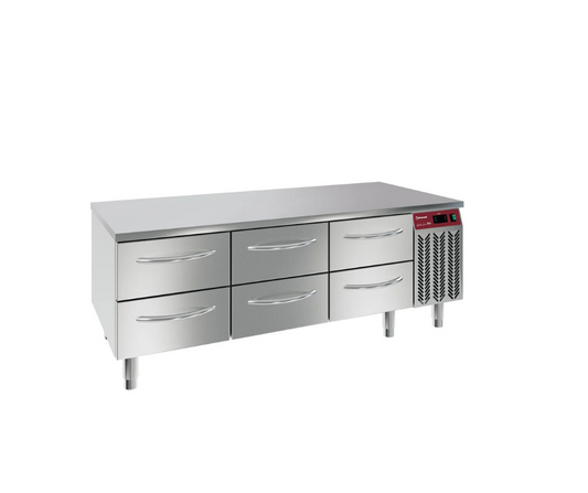 Soubassement réfrigéré, 6x 1/2 tiroirs GN 1/1-h 100 mm N77/R316G-9E