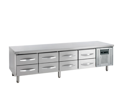 Soubassement Réfrigéré Professionnel GN1/1 UC5480 - 8 Tiroirs, 350L, Inox