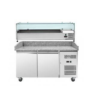 Meuble à Pizza Réfrigéré Inox Professionnel 2 Portes - Format 600x400 mm