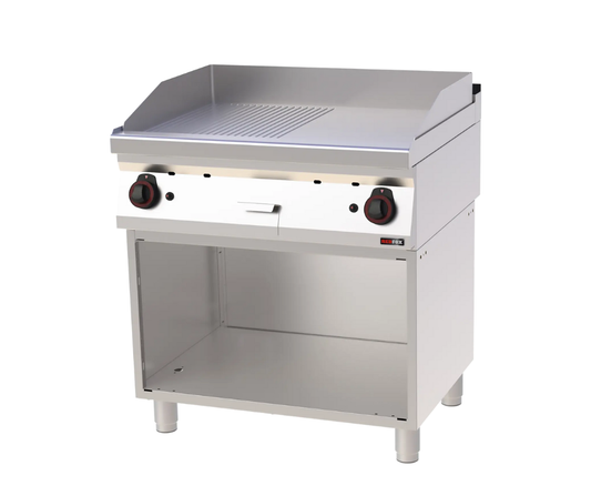 Plaque de cuisson 80x51 à gaz chromée combinée avec soubassement | REDFOX - FTHRC 70/80 G