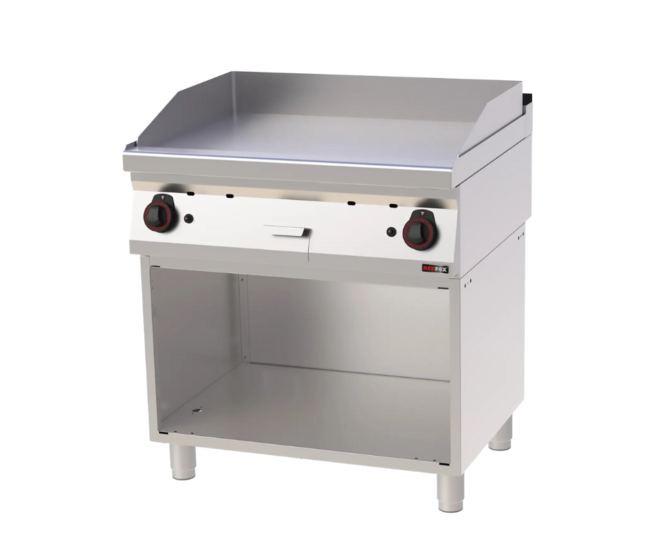 Plaque de cuisson 80x51 à gaz chromée lisse avec soubassement | REDFOX - FTHC 70/80 G