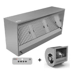 Hotte professionnelle Box Unninox 1000 × 950 mm avec moteur intégré 1400 m³/h et filtre labyrinthe inox
