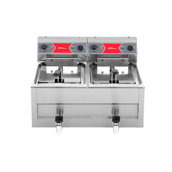 Friteuse électrique professionnelle Unninox UNN65-FRT-M2 avec deux cuves de 10 litres et deux paniers en inox