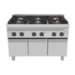 Cuisinière professionnelle à gaz 6 feux avec placard Unninox G70C30K
