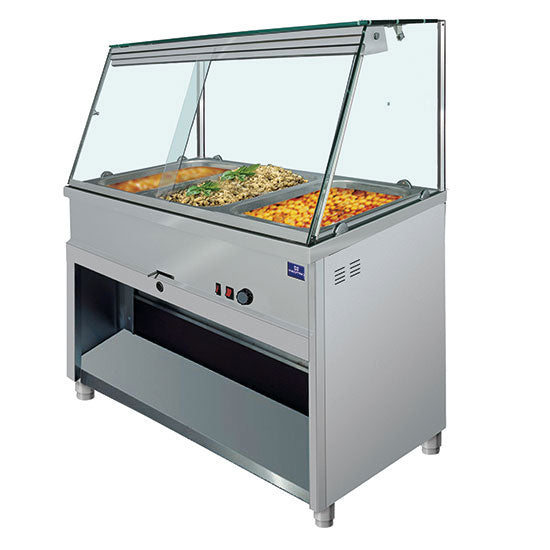 Comptoir bainmarie 5x GN 1/1 avec vitre vertical, +30°/+90°C IEA0022