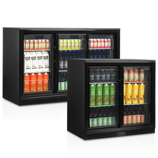 Desserte de Bar Réfrigérée Professionnelle DB201S - 2 Portes Coulissantes, 182L, Classe A