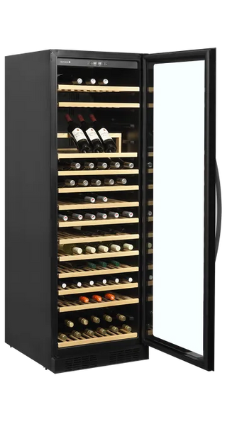 Cave à Vin TFW400-F - 165 Bouteilles, Porte Vitrée Sans Cadre, Silencieuse
