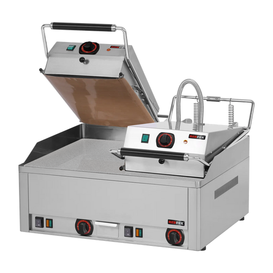 Clam à Steak électrique double 65x48 TOP chrome durable | REDFOX - KD 66 E