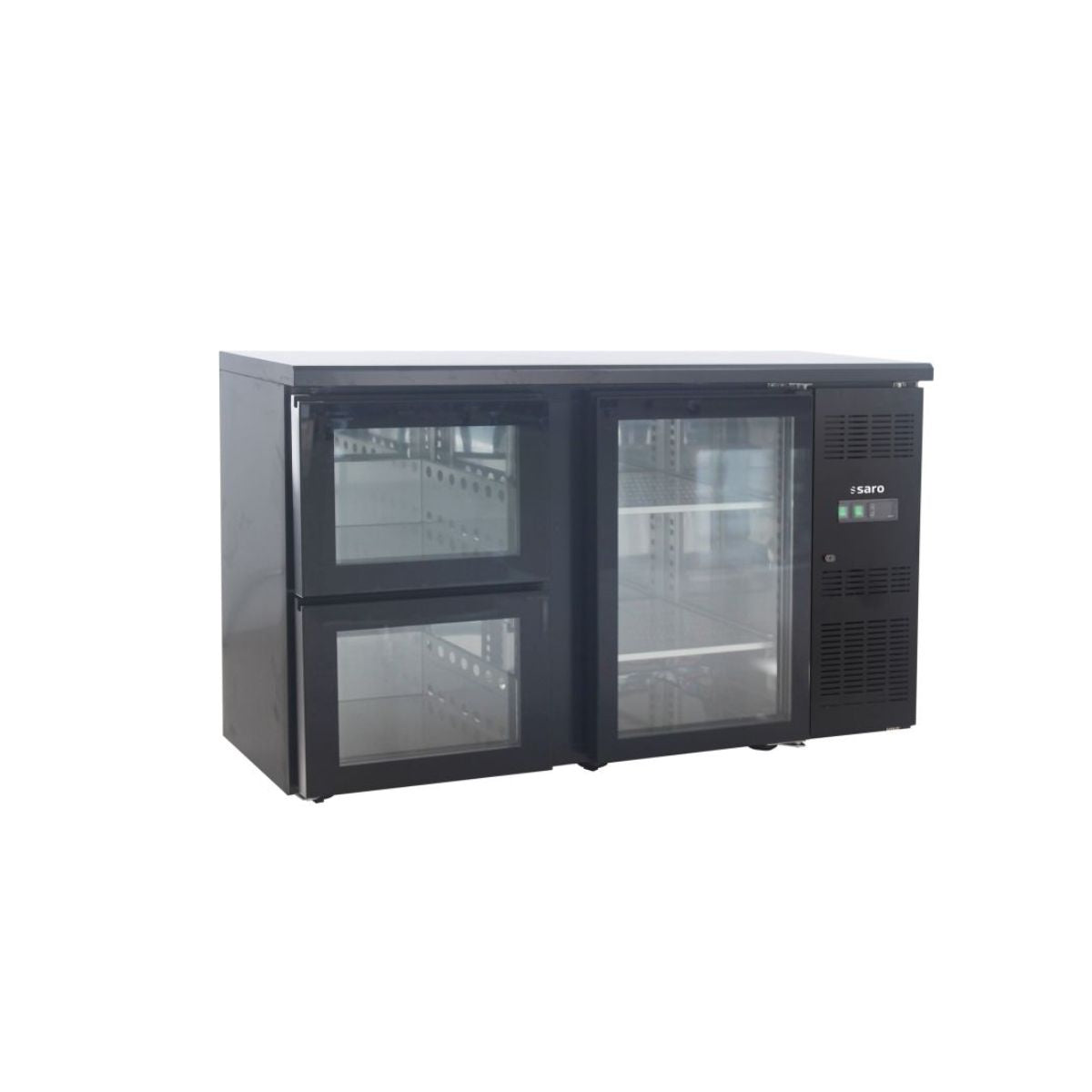 Réfrigérateur de bar SARO avec 1 porte vitrée et 2 tiroirs, modèle BC 2100 G S2