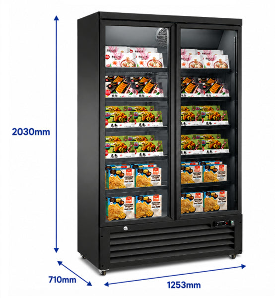 Congélateur professionnel à 2 portes vitrées 985 litres
