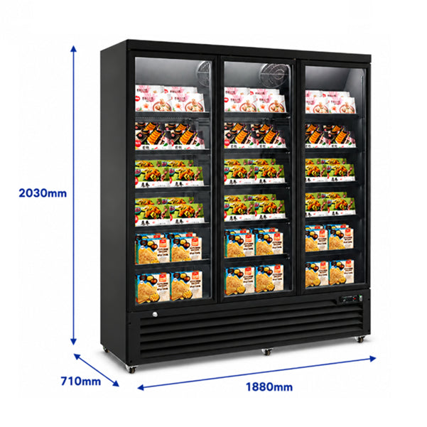 Congélateur professionnel à 3 portes vitrées 1530 litres
