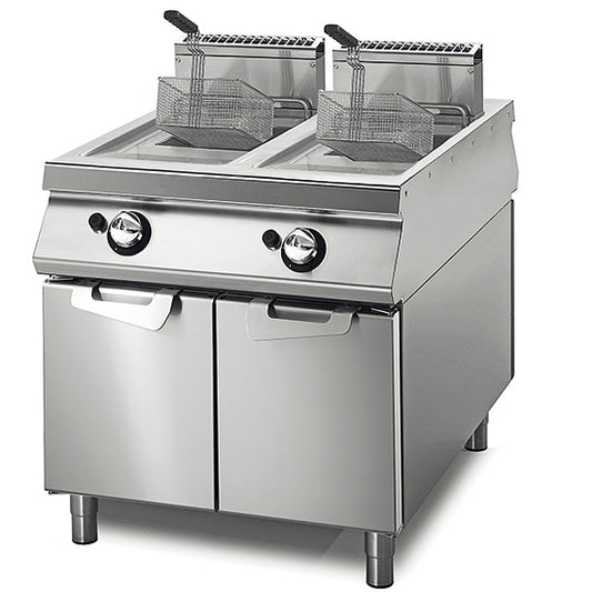 Friteuse gaz 22+22 litres sur coffre avec portes VS11080FRGS22