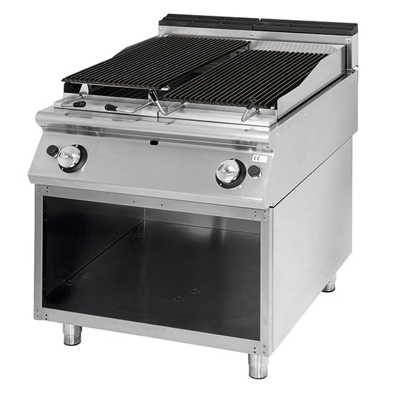 Grillade gaz en pierre lavique, zone de cuisson en inox, viande/poisson VS9080GRL