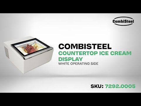 Modèle de table vitrine à creme glacée blanc s'ouvre du côté fonctionnement — Combisteel 7292.0005