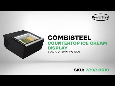 Modèle de table vitrine à creme glacée noir s'ouvre du côté fonctionnement — Combisteel 7292.0010