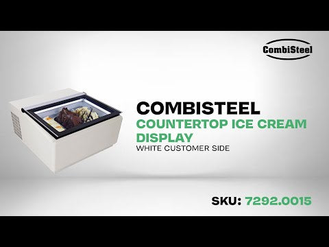 Modèle de table vitrine à creme glacée blanc s'ouvre du côté client — Combisteel 7292.0015