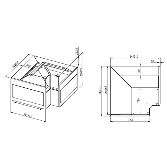 Vitrine réfrgérée ventilé à viande "unité de coin" avec vitre vertical, 0°/+4°C  Z/TM10AAC9