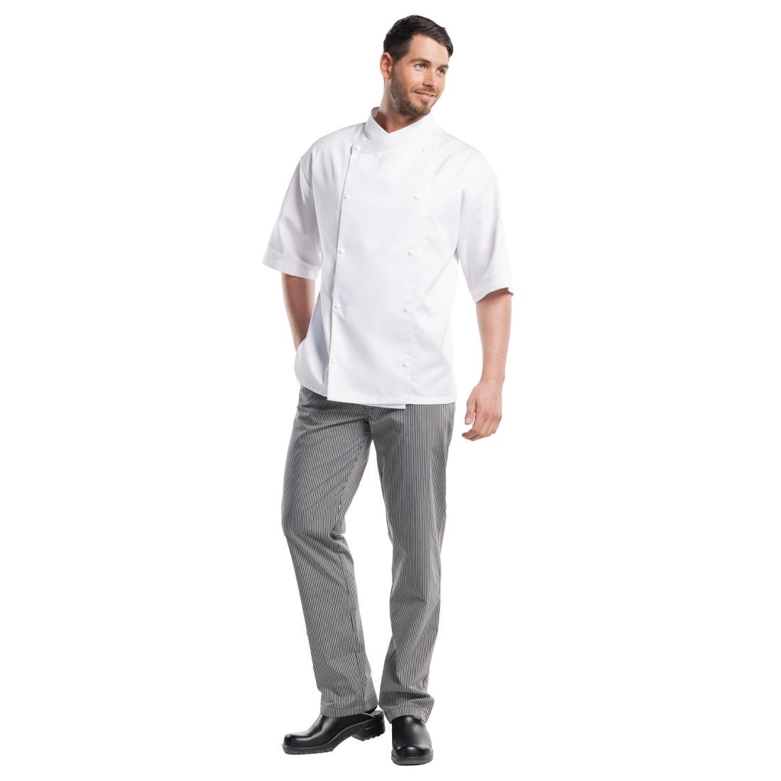 Pantalon de cuisine mixte Chaud Devant Grigio rayé gris et noir 36 — A139-44