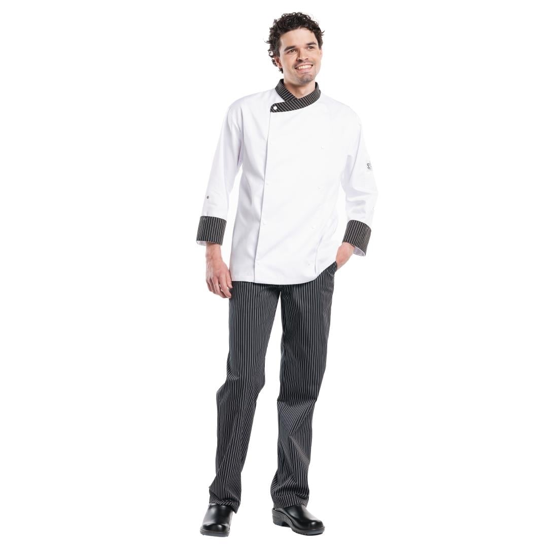 Pantalon de cuisine mixte Chaud Devant Ligne Noir rayé noir et blanc 50 — A140-56