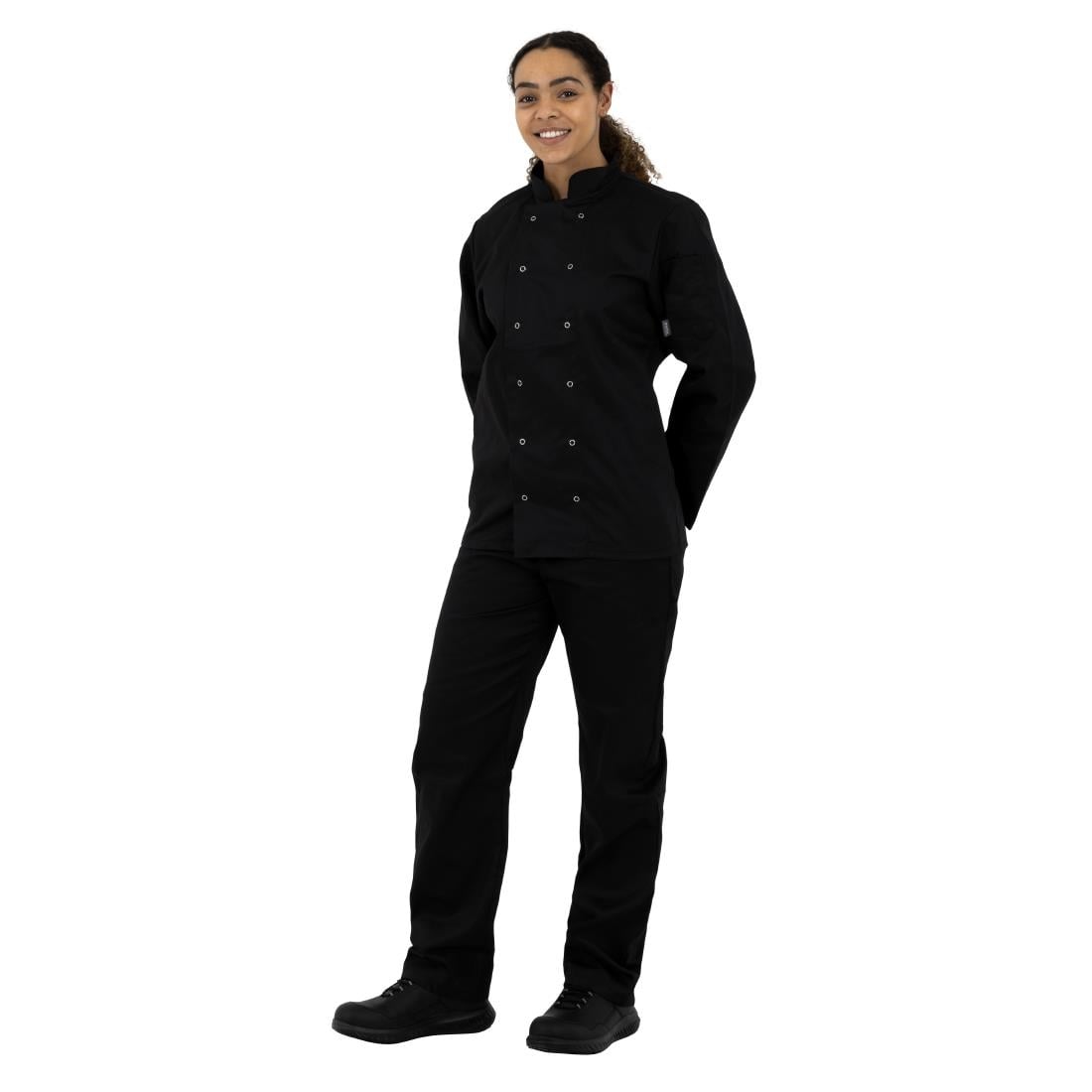 Veste de cuisine mixte Whites Vegas manches longues noire XXL — A438-XXL