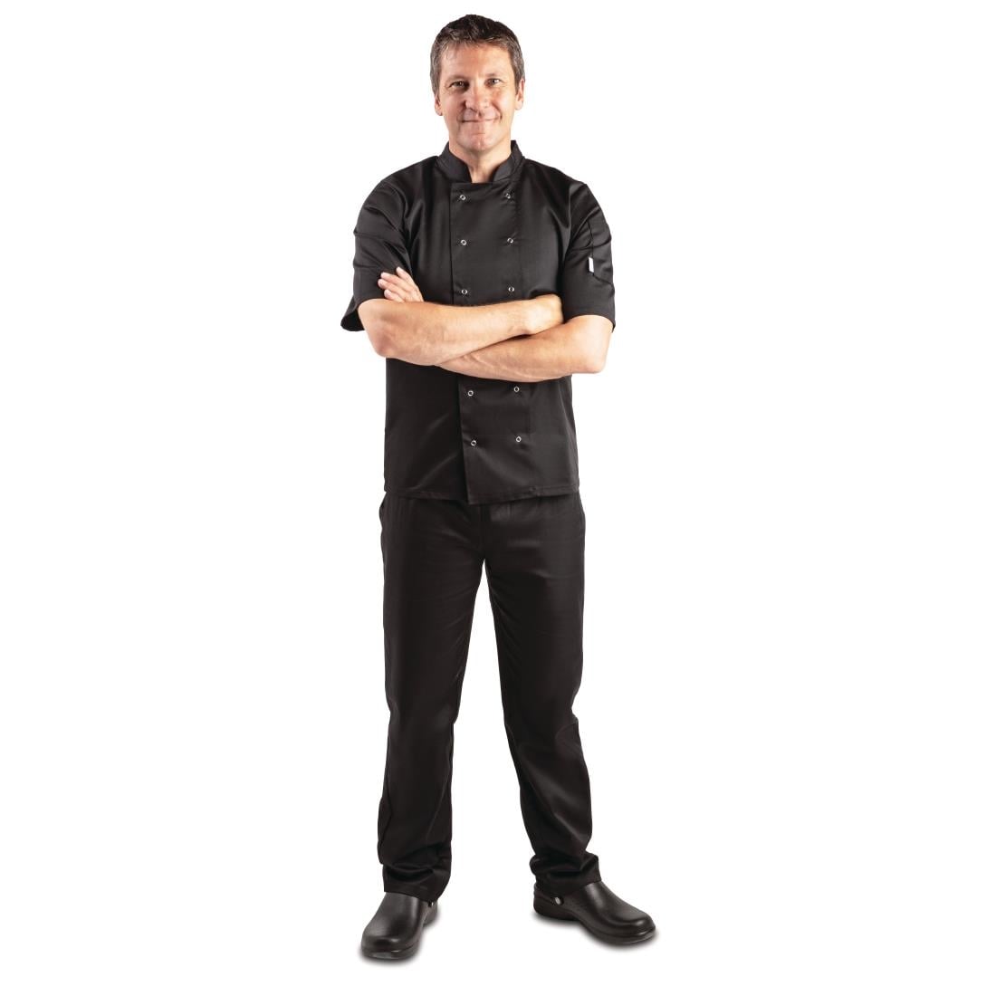 Veste de cuisine mixte Whites Vegas manches courtes noire M — A439-M