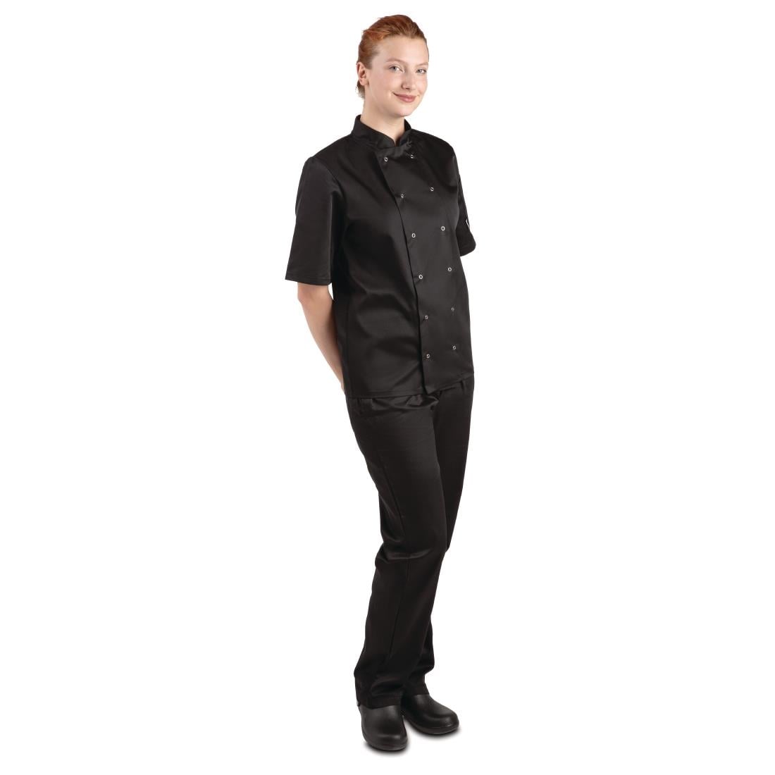Veste de cuisine mixte Whites Vegas manches courtes noire XXL — A439-XXL