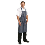 Tablier bavette avec poche Whites rayé marine et blanc — A535