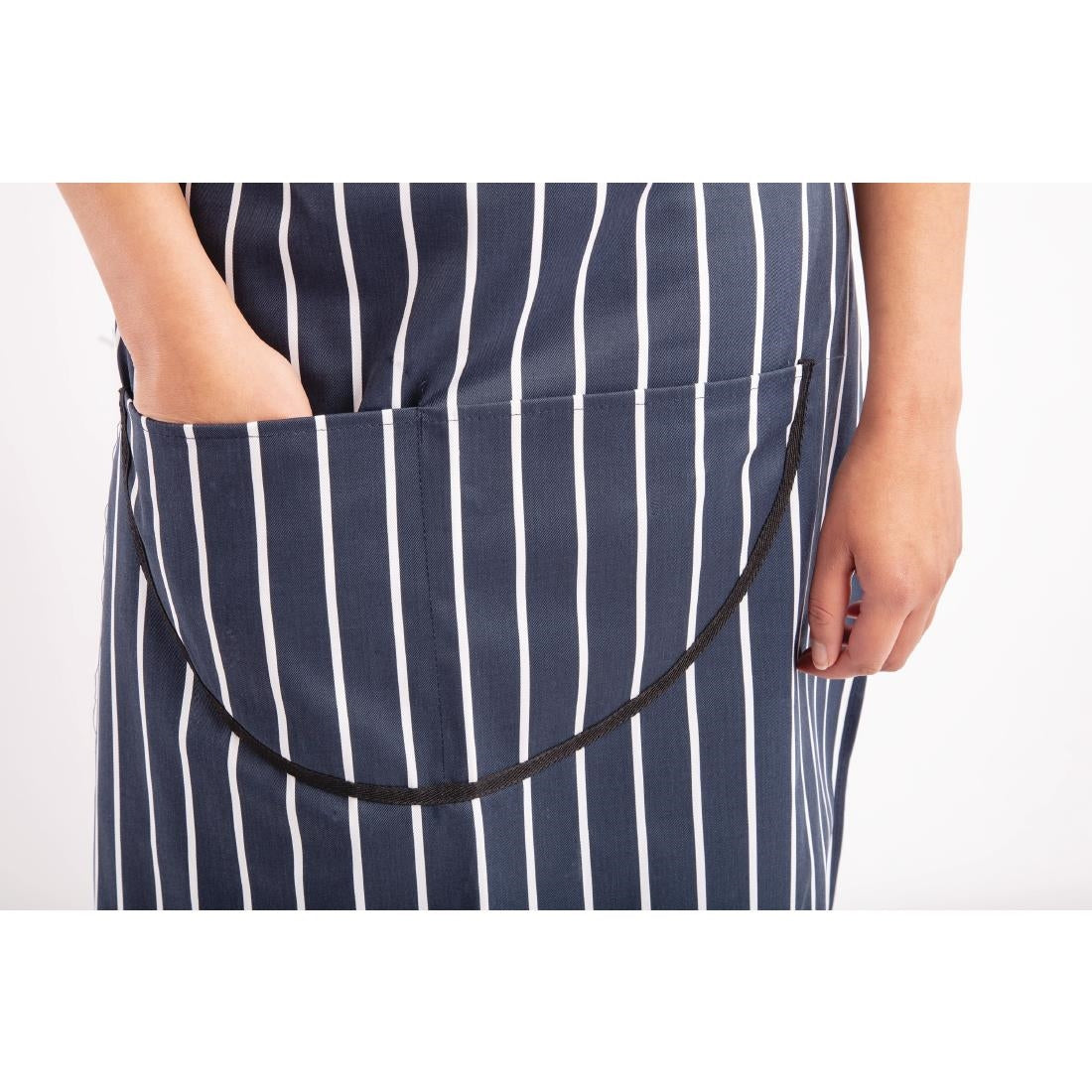 Tablier bavette avec poche Whites rayé marine et blanc — A535