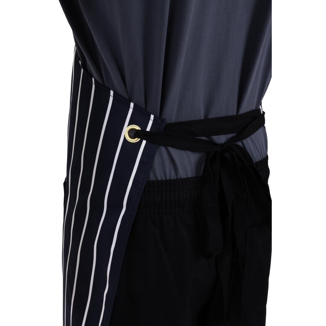 Tablier bavette avec poche Whites rayé marine et blanc — A535