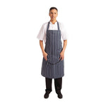 Tablier bavette avec poche Whites rayé marine et blanc — A535