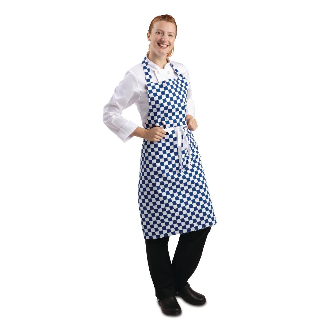 Tablier bavette Whites carreaux bleus et blancs — A554