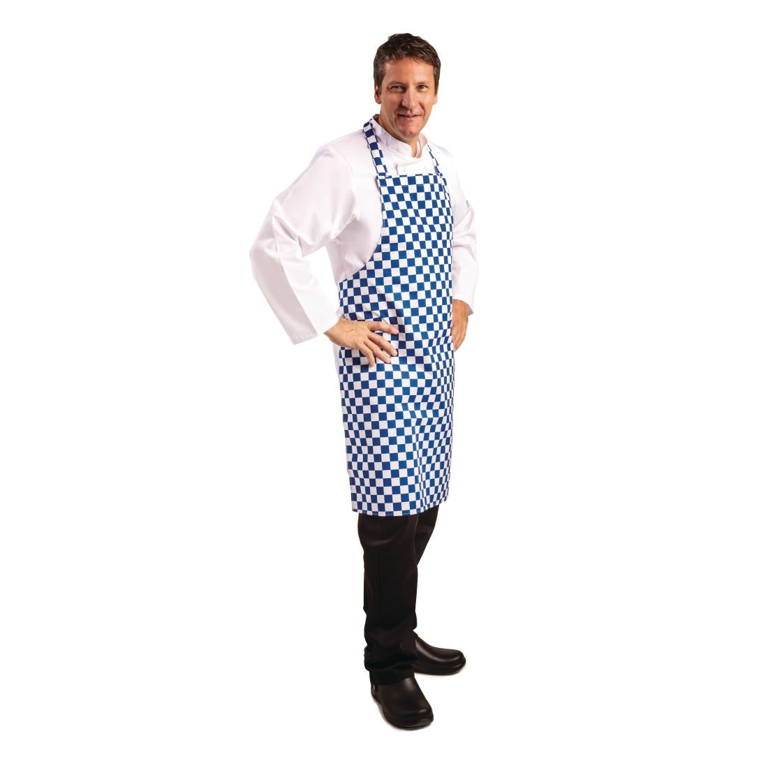 Tablier bavette Whites carreaux bleus et blancs — A554