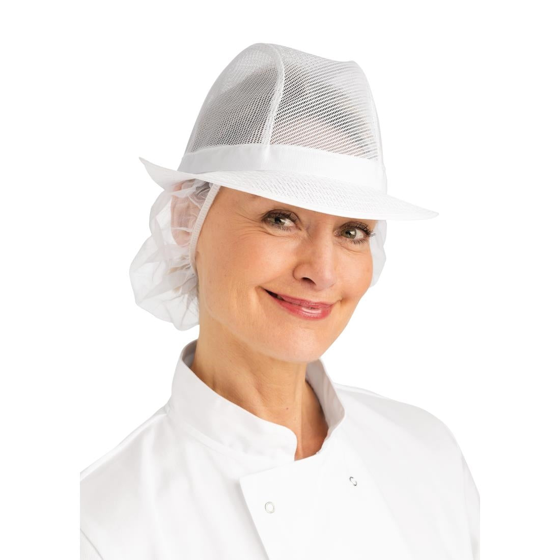 Chapeau Trilby blanc avec résille M — A653-M