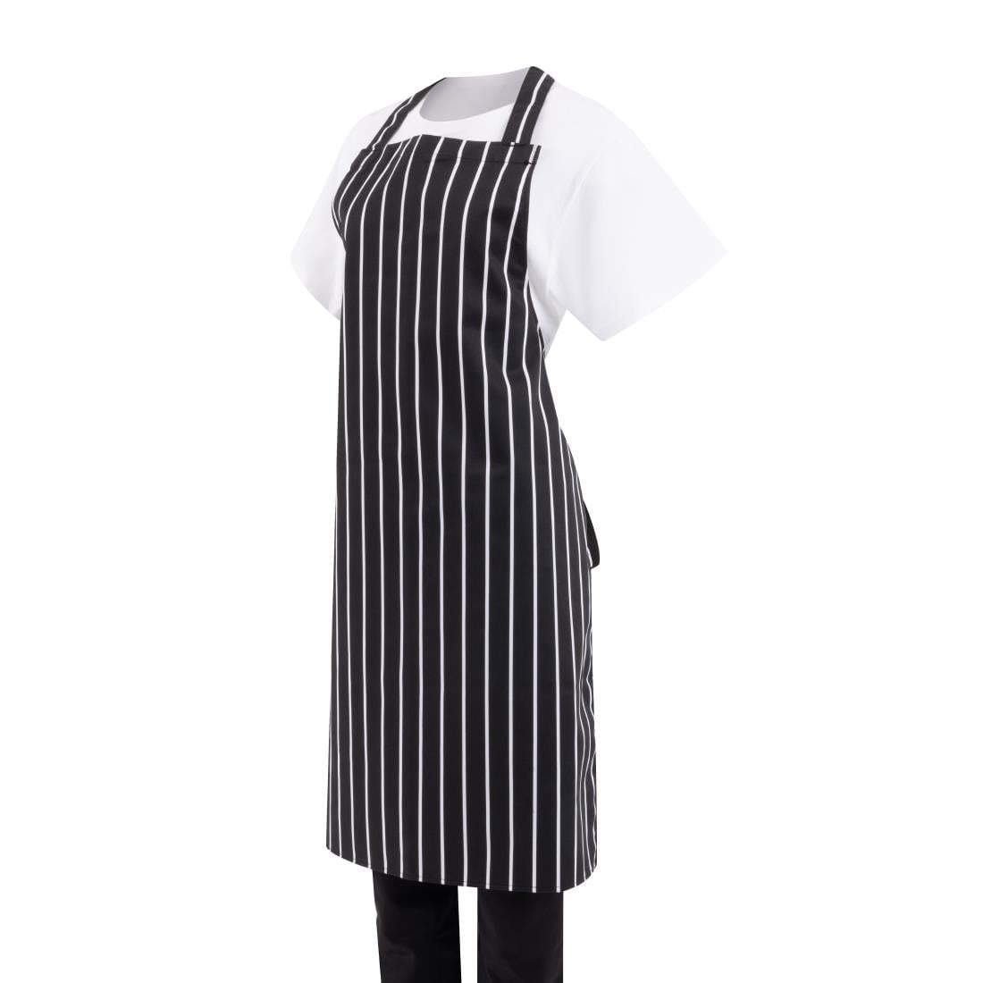 Tablier bavette Whites rayé noir et blanc — A935
