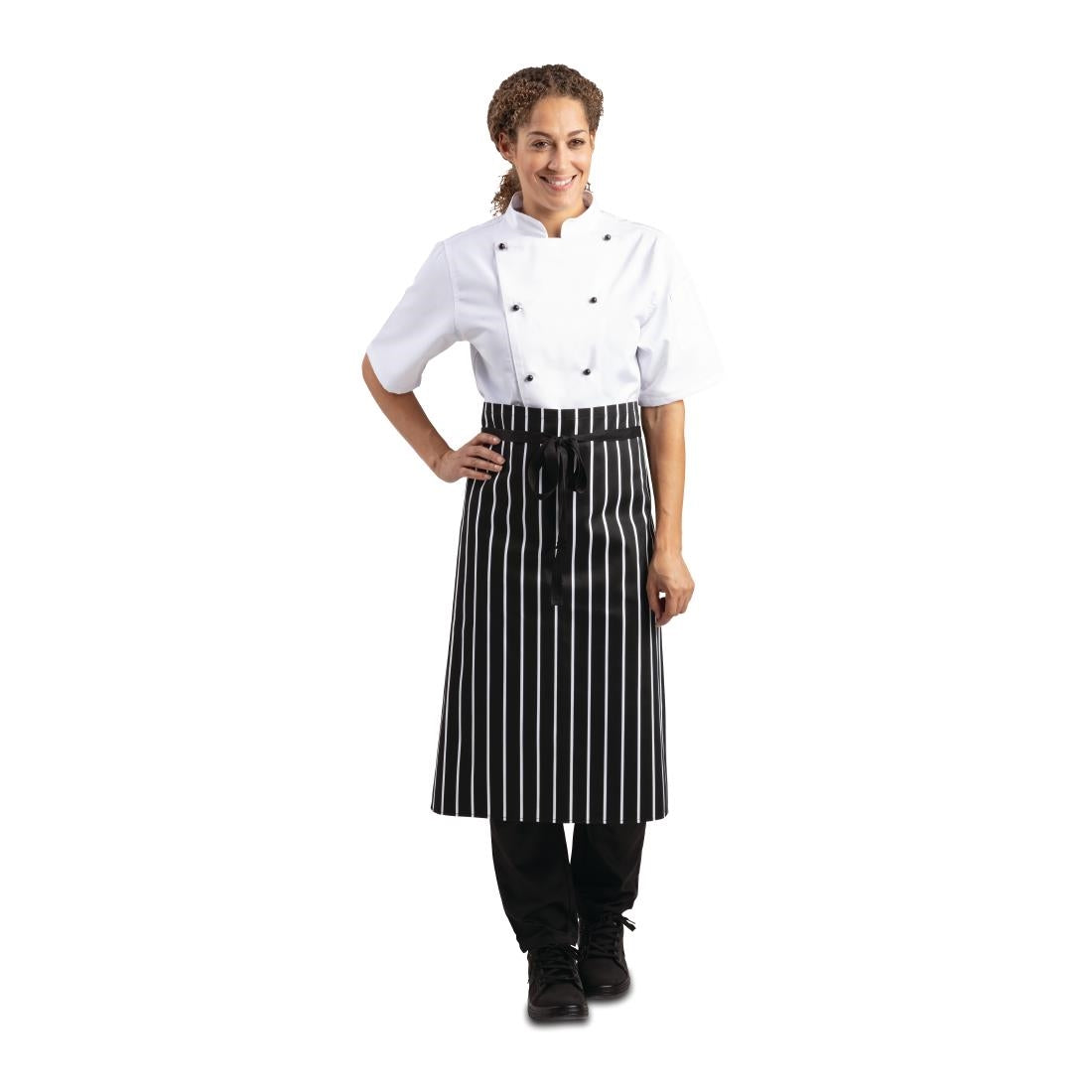 Tablier de cuisine Whites rayé blanc et noir — A938