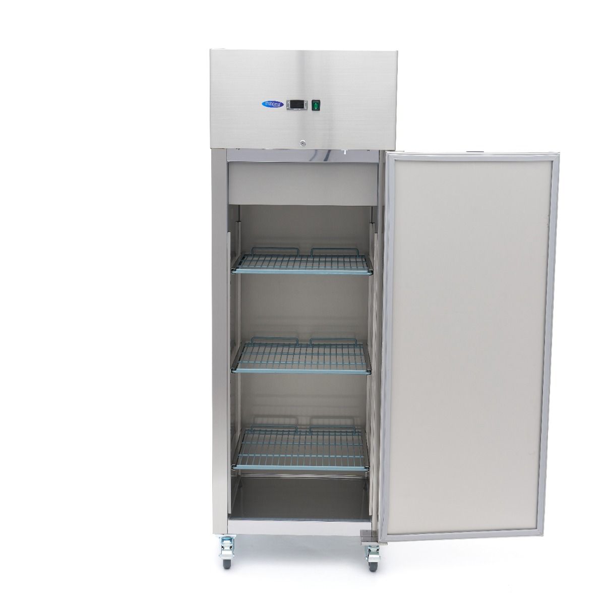 Réfrigérateur - 400 L - 3 étagères réglables (1/1 GN) - acier inoxydable - sur roulettes  – Maxima 09400131