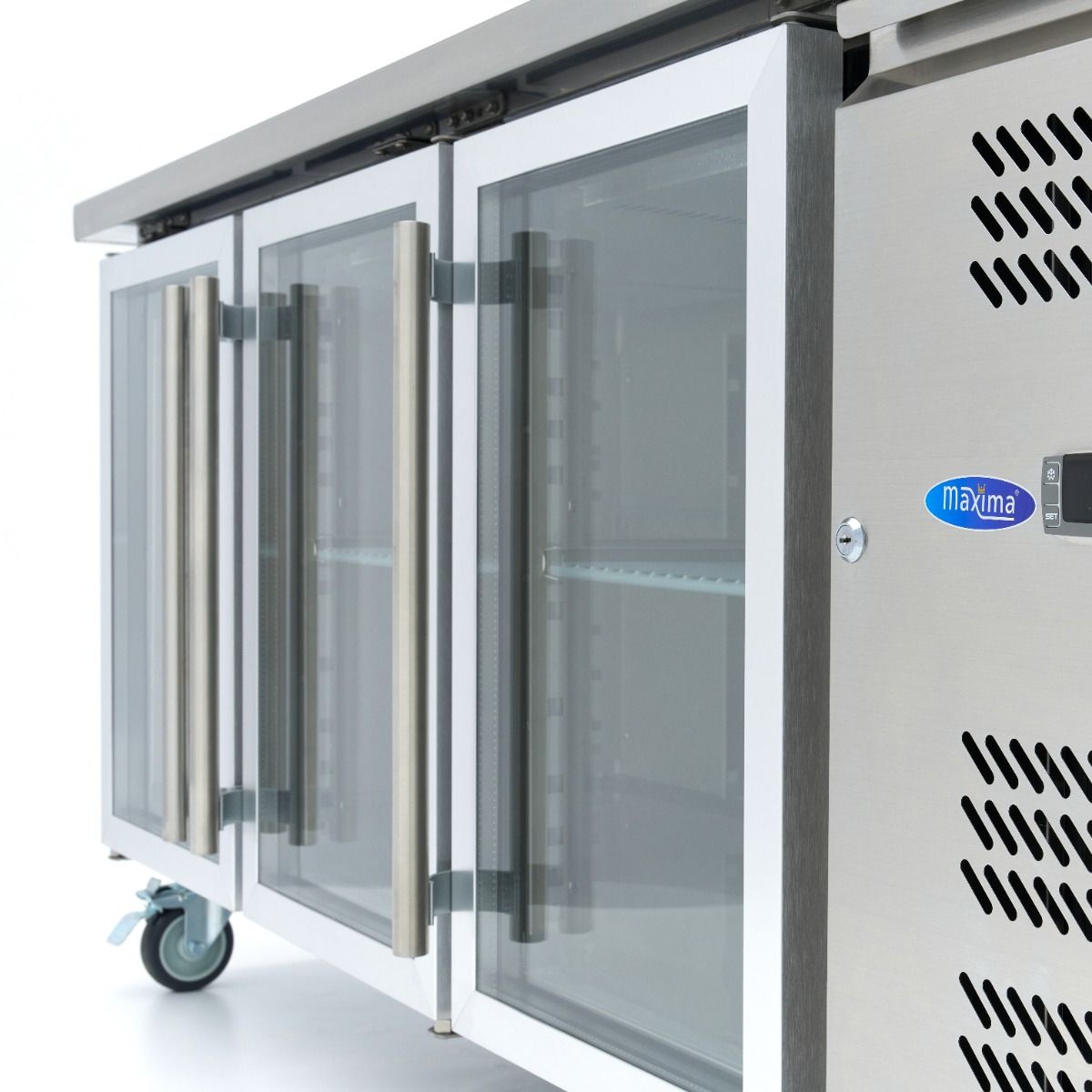 Réfrigérateur de comptoir - 180 cm - 3 portes vitrées – Maxima 09400406