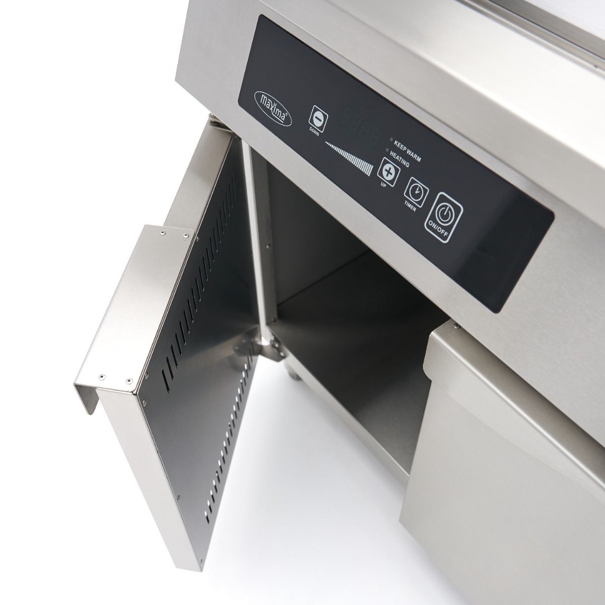 Plancha à induction 700 - lisse et rainurée - 10 000 W - double - avec support – Maxima 09371100